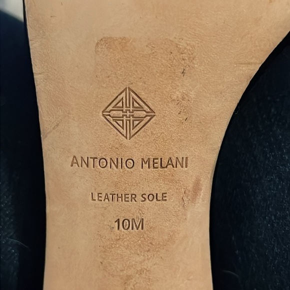 Antonio Melani black Carolita patent leather heels sandals chain detailing Sz 10 - Picture 6 of 7